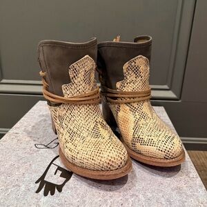 Freebird Snakeskin and Brown Ankle Booties